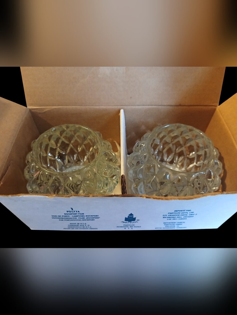 Diamond-Cut Pressed Glass Votive Candle Holders (Set of 2) - PartyLite